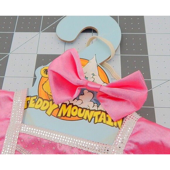 Teddy Mountain Pink Fairy Princess Dress And Hair Bow Rose Netting 16 Inch Bear - Picture 7 of 8
